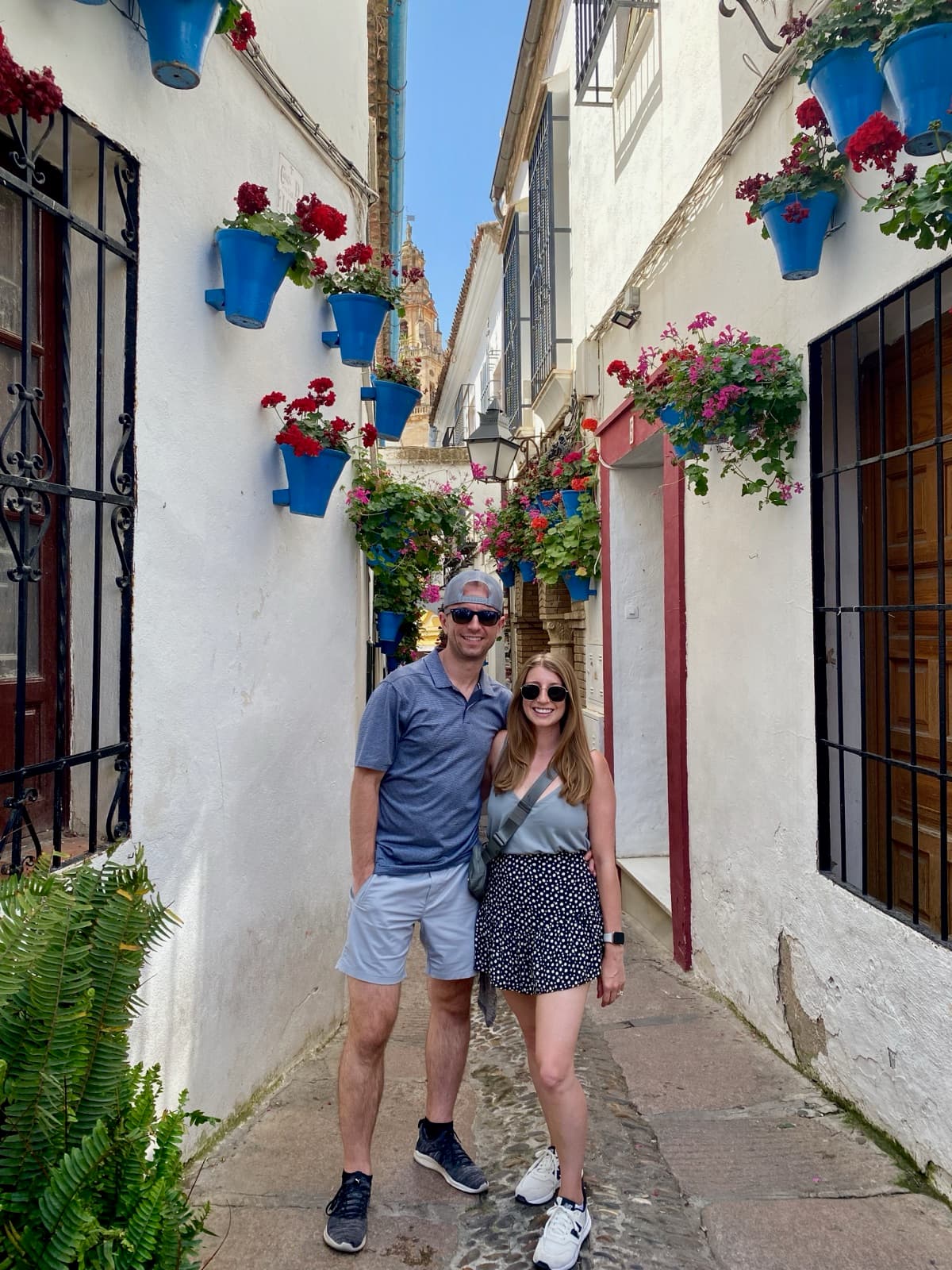 Brett and Erin in the flower alley in Cordoba, Spain