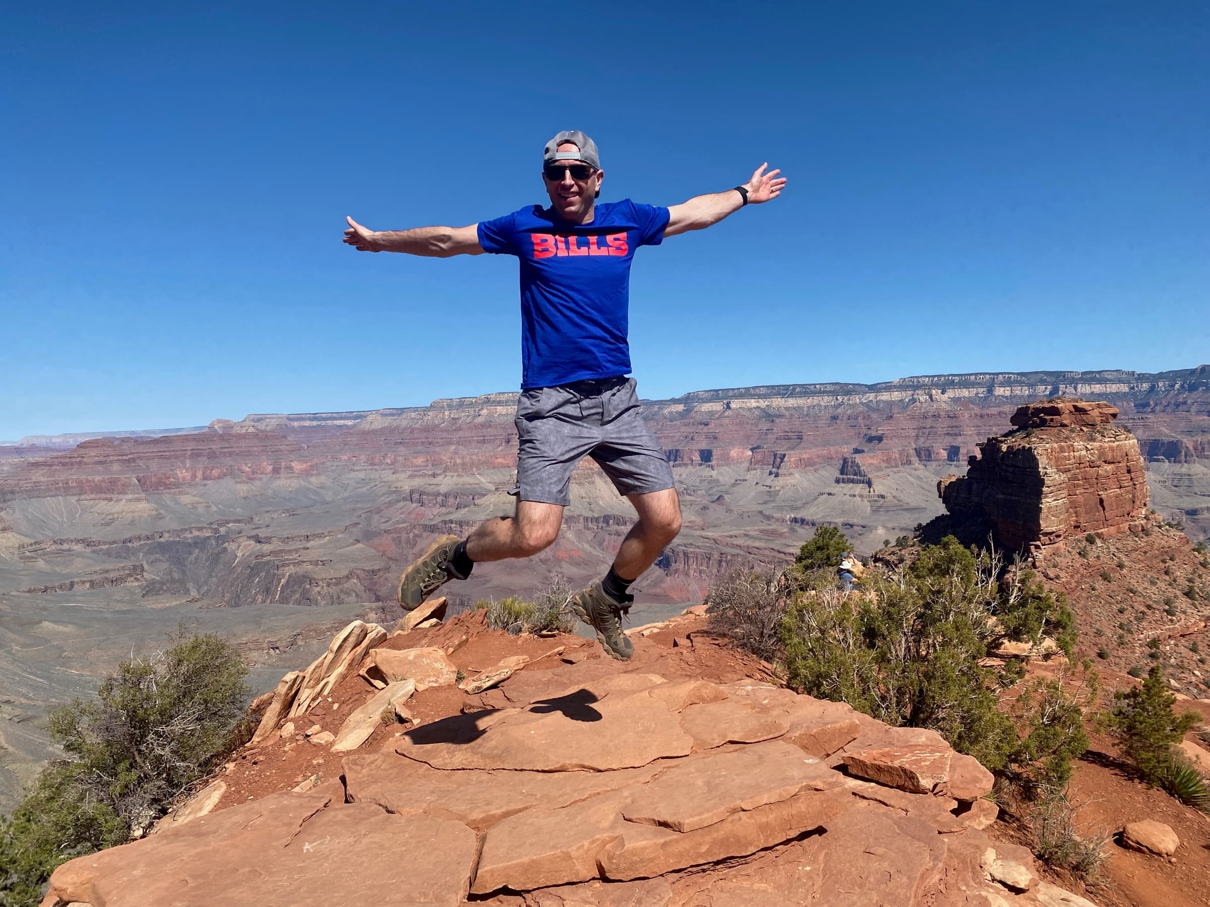 Brett jumping on the South Kaibab trail at the Grand Canyon